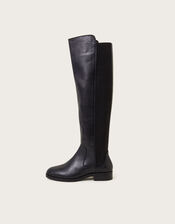 Una Leather Knee High Boots, Black (BLACK), large