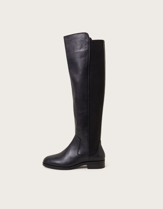 Una Leather Knee High Boots, Black (BLACK), large
