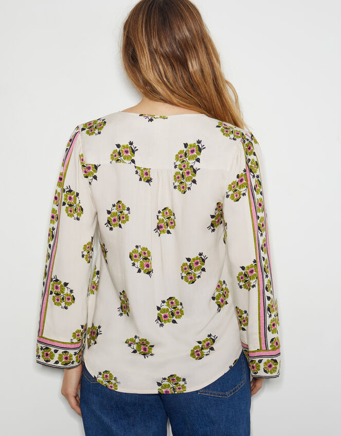 Louisa V-Neck Floral Print Blouse, Ivory (IVORY), large