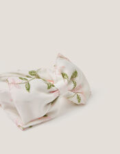 Floral Embroidered Bow Headband, , large