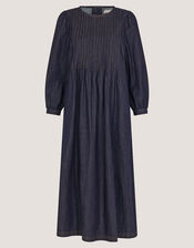 Remy Pintuck Denim Midi Dress, Blue (INDIGO), large