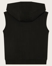 Sleeveless Zip-Up Hoodie , Black (BLACK), large