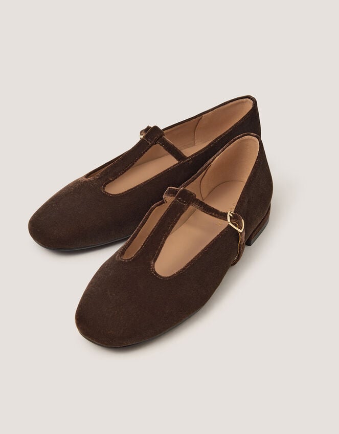 Jesi Velvet Mary Jane Ballet Flats, Brown (CHOCOLATE), large