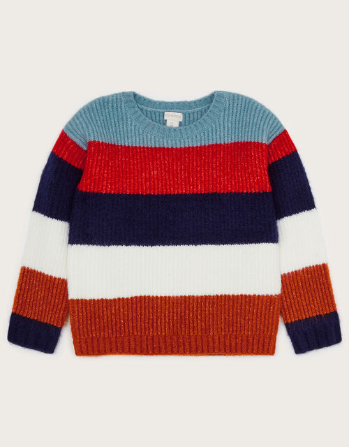 Stripe Knitted Jumper with Recycled Fabric, Multi (MULTI), large