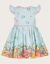 Baby Jacquard Floral Dress, Blue (AQUA), large