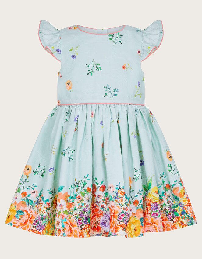 Baby Jacquard Floral Dress, Blue (AQUA), large