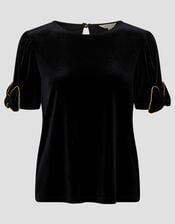 Vita Bow Sleeve Velvet T-Shirt, Black (BLACK), large
