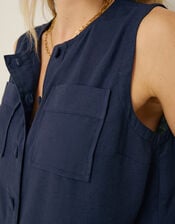 Bridget Button Tank Top, Blue (NAVY), large