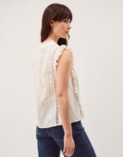 Lacy Sleeveless Broderie Top, Ivory (IVORY), large
