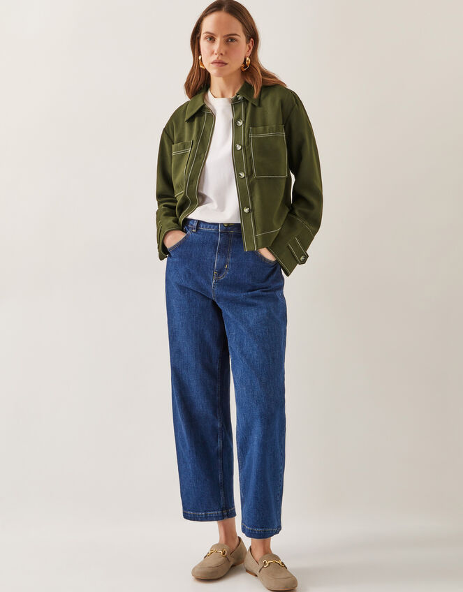 Katya Contrast Cargo Shirt, Green (KHAKI), large