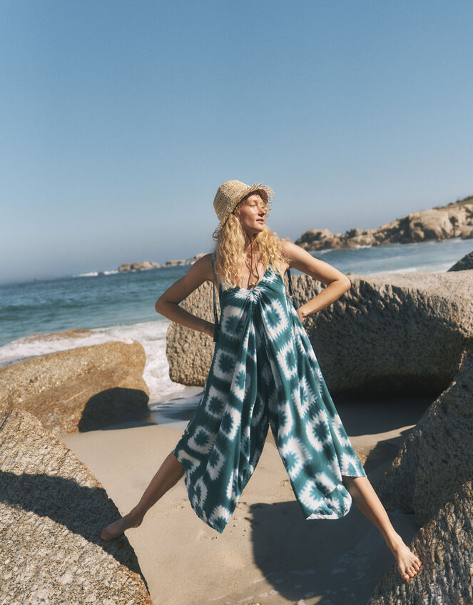 Malia Artisanal Print Culotte Jumpsuit Teal
