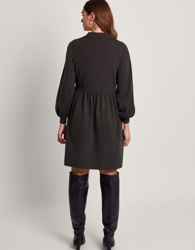 Zelda Zip Collar Mini Dress, Grey (CHARCOAL), large
