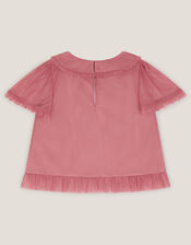 Kristi Embroidered Tulle Top, Pink (DUSKY PINK), large