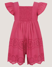 Baby Butterfly Broderie Romper, Pink (PINK), large