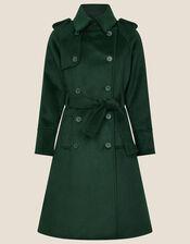 Wren Trench Coat in Wool Blend, Teal (TEAL), large