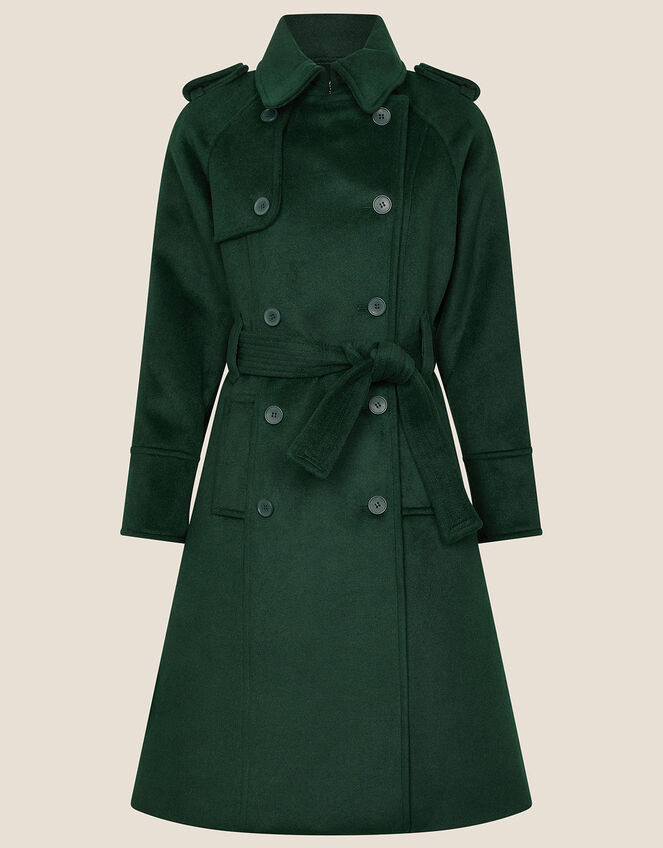 Wren Trench Coat in Wool Blend, Teal (TEAL), large