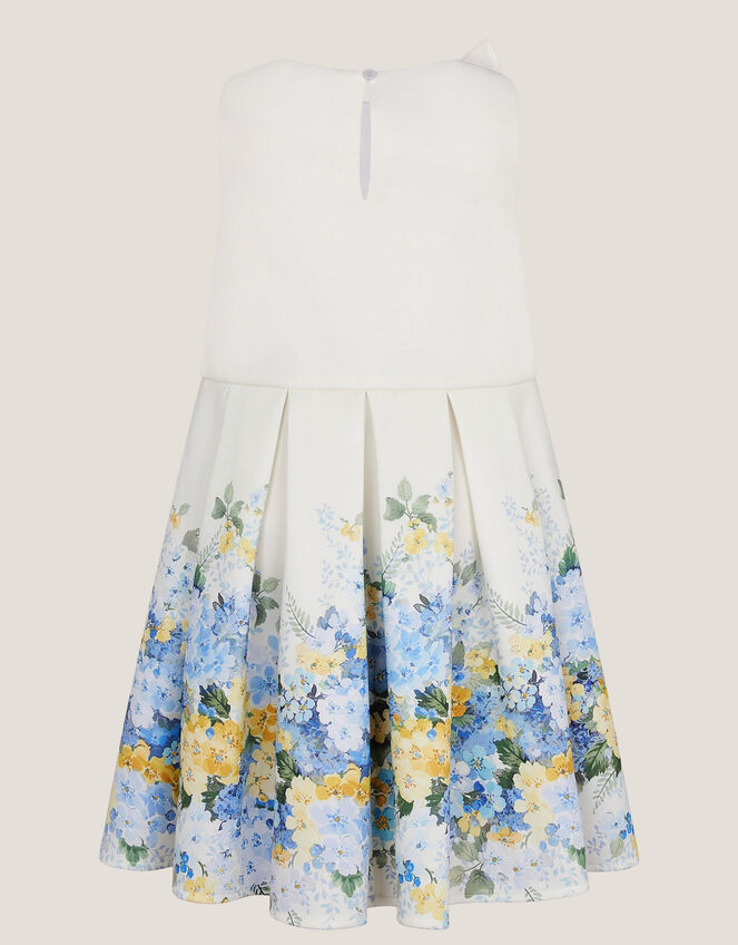 Hydrangea Bow Strap Pleated Dress, Ivory (IVORY), large