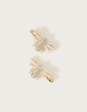 Pearly Bumblebee Hair Clips Set of Two, , large
