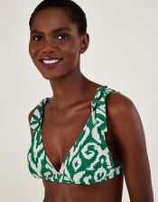 Ikat Print Bikini Top with Recycled Polyester, Green (GREEN), large