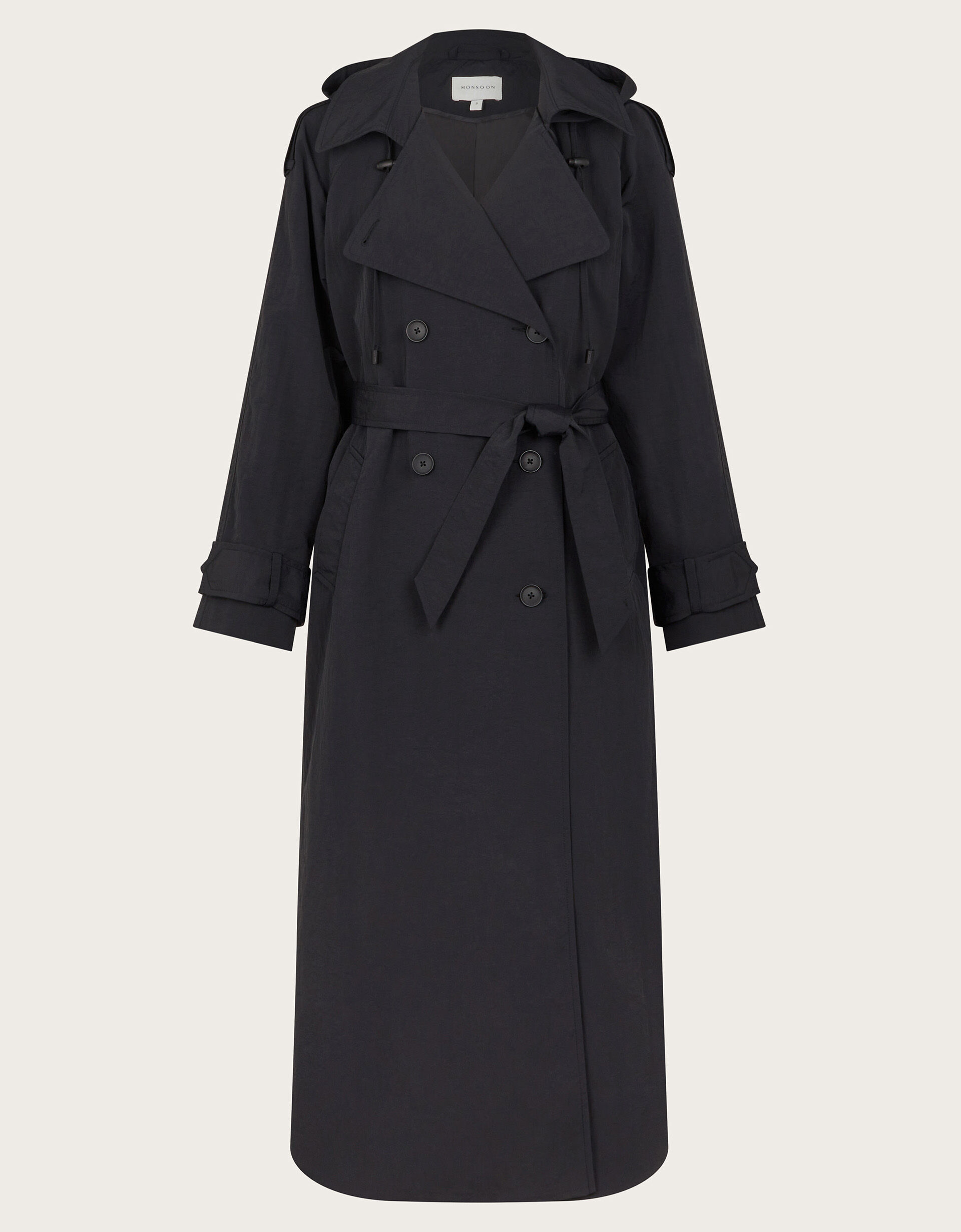 Mimi Longline Trench Coat Black
