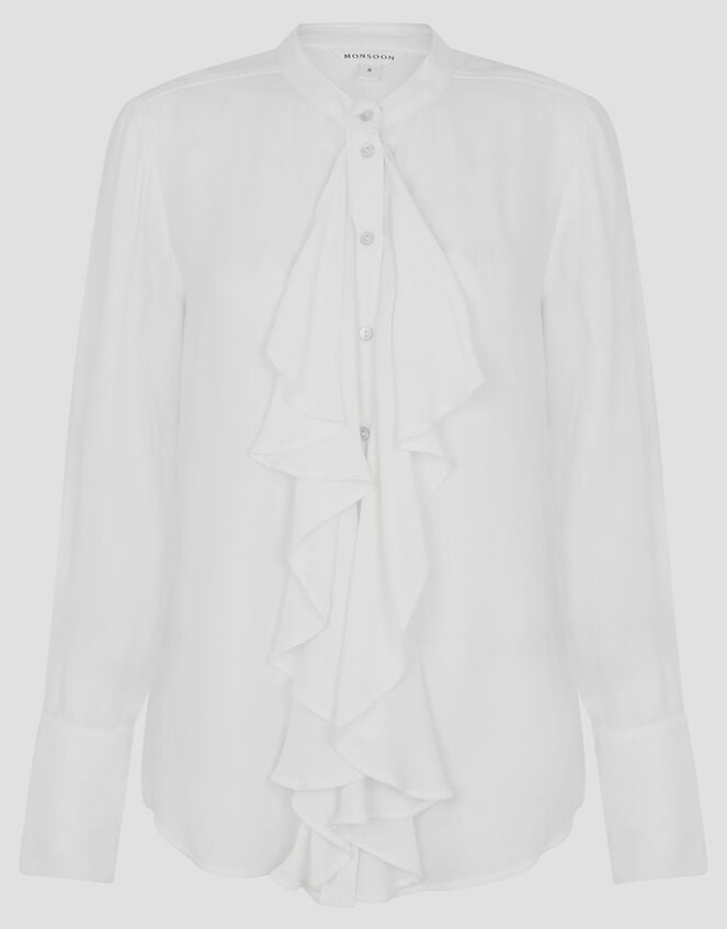 Bella Frill Blouse , Ivory (IVORY), large