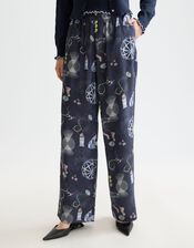 Scotch & Soda Gia Print Wide Leg Trousers, Blue (NAVY), large