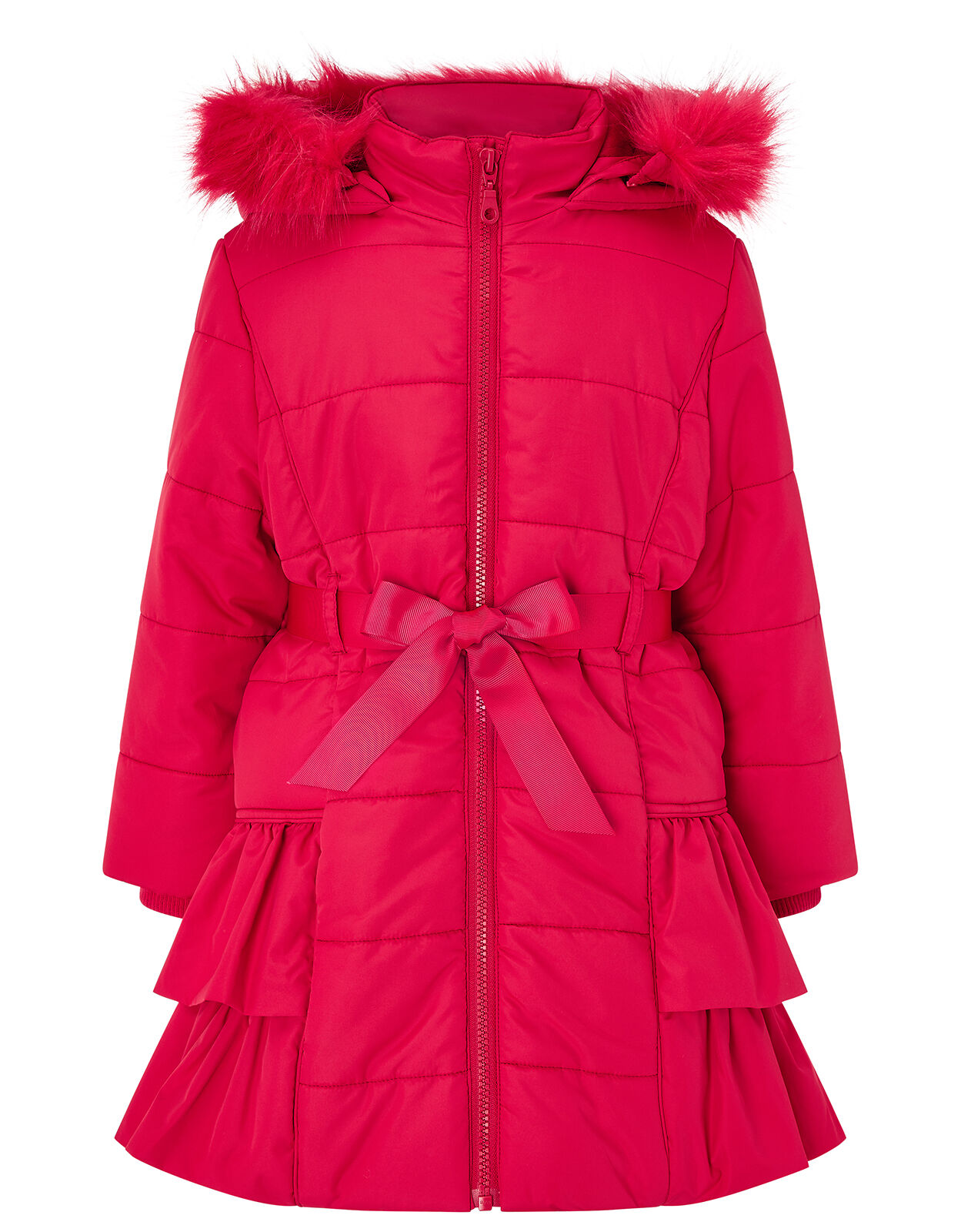 Red Frill Padded Coat Red
