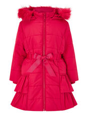 Red Frill Padded Coat, Red (RED), large