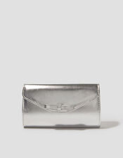 Selena Bow Metallic Clutch Bag, , large