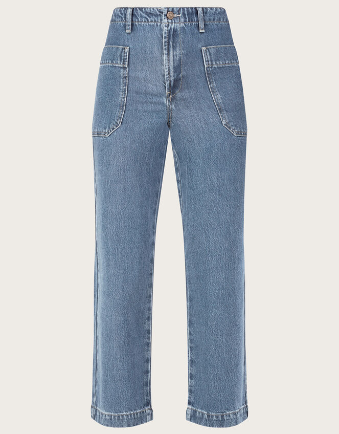 Wide Leg Cargo Jeans , Blue (DENIM BLUE), large