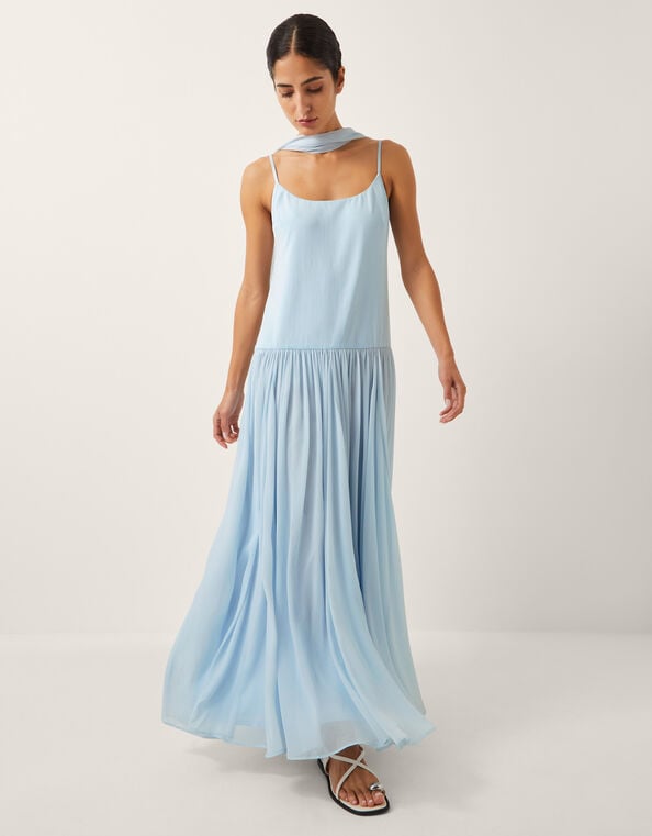 The India Edit Tara Drop Waist Maxi Dress, Blue (PALE BLUE), large
