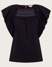 Cleo Stitch Top, Black (BLACK), large