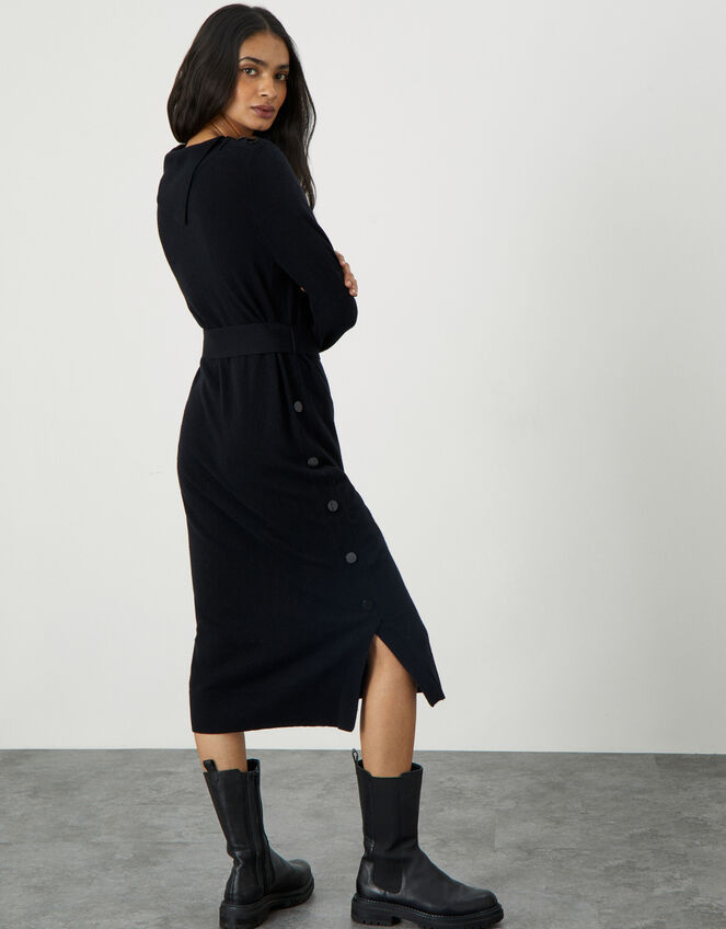 Plain Popper Side Dress Black