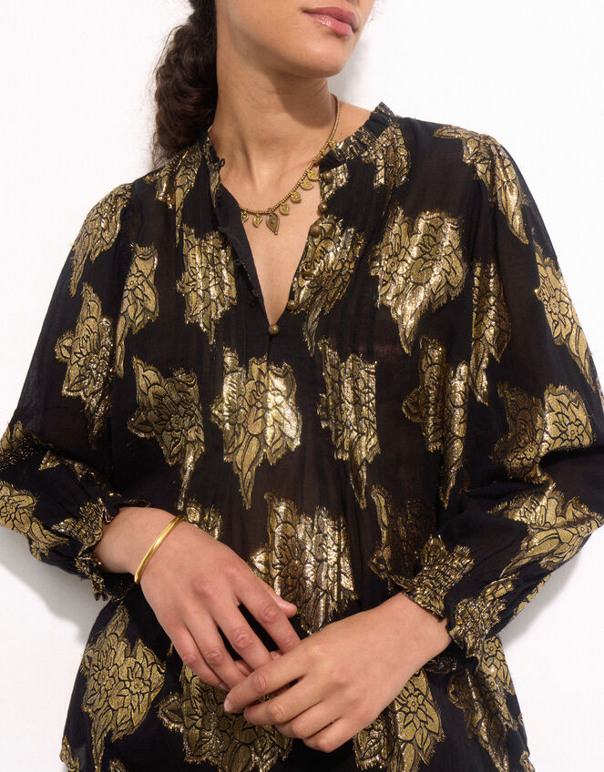 East Jacquard Blouse, Black (BLACK), large