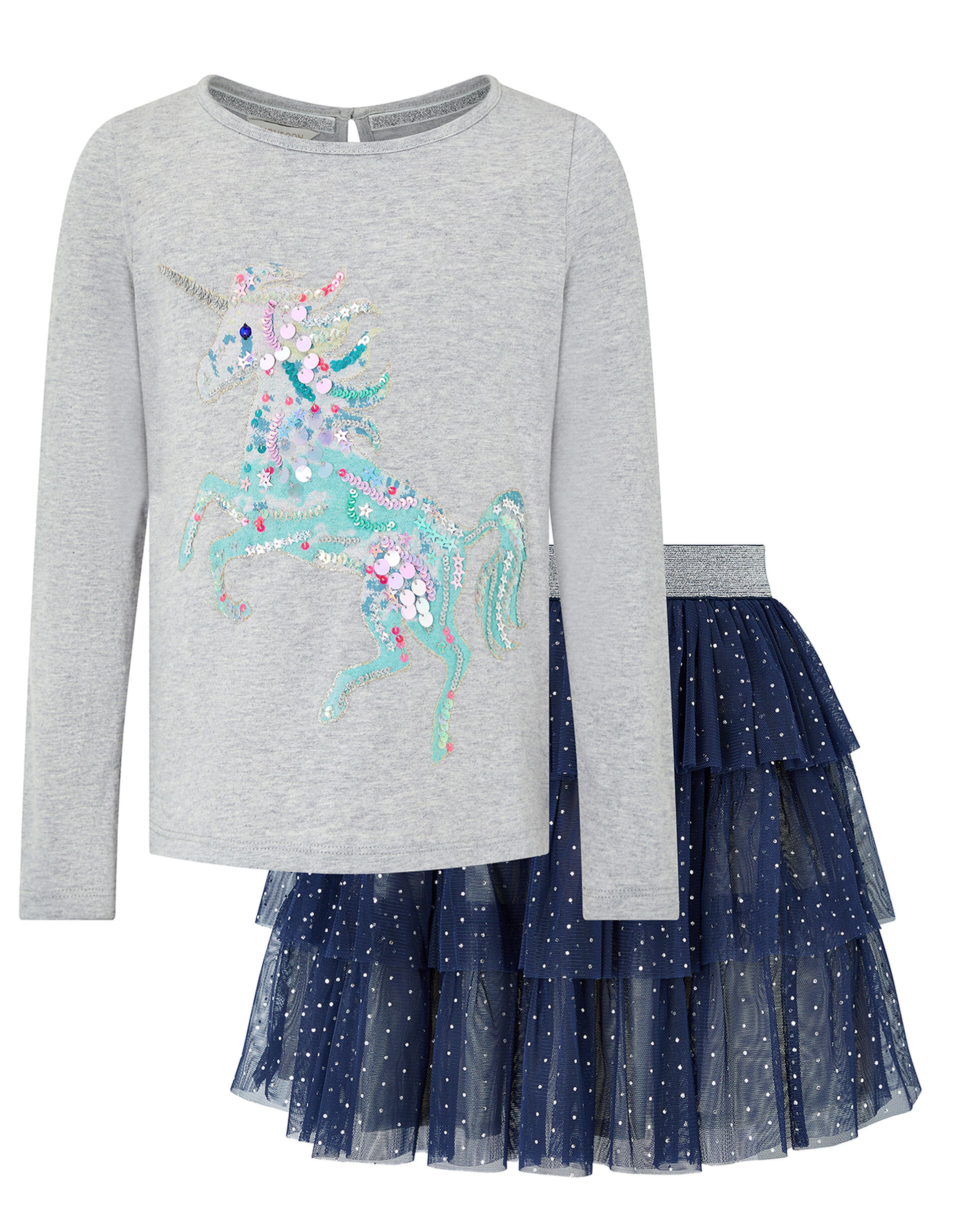Disco Naia Unicorn Top and Skirt Set, Blue (NAVY), large