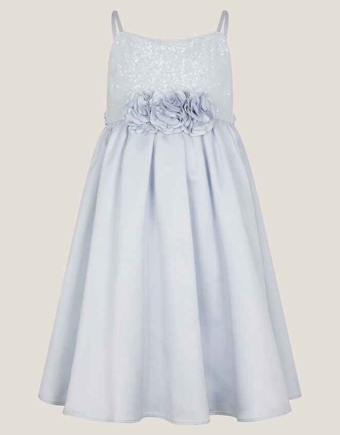 Orelia Strappy Sequin Satin Dress, Blue (BLUE), large