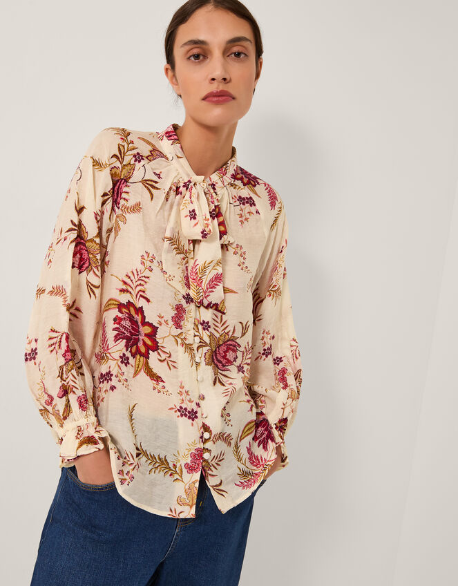 Yasmina Floral Print Blouse, Ivory (IVORY), large