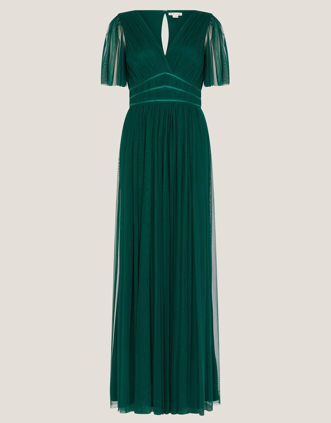 Emily Short Sleeve Tulle Bridesmaid Dress, Green (DARK GREEN), large
