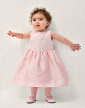 Baby Juno Lace Satin Dress, Pink (PINK), large
