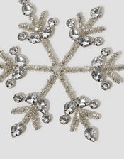 Embellished Snowflake Christmas Tree Decoration, Silver (SILVER), large