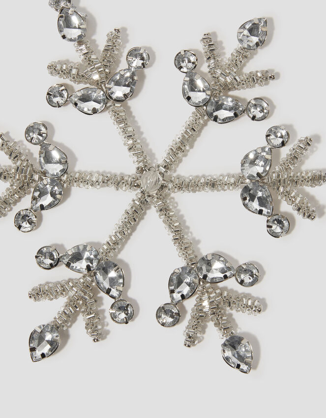 Embellished Snowflake Christmas Tree Decoration, Silver (SILVER), large