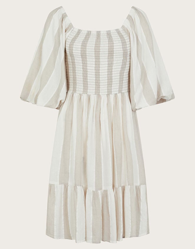 Lila Stripe Dress, Natural (NATURAL), large