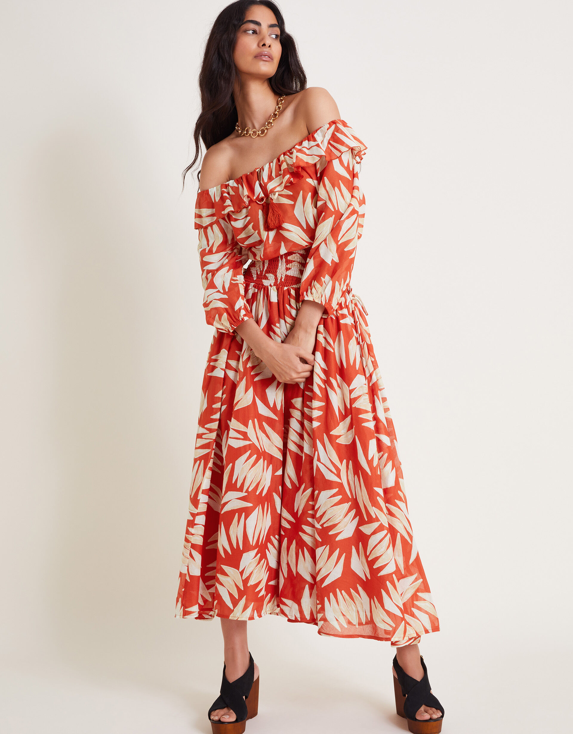 Ruffle bardot top clearance