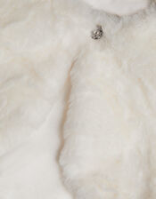 Baby Rose Faux Fur Cardigan, Ivory (IVORY), large
