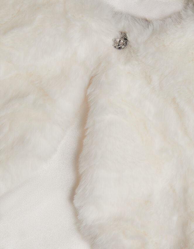 Baby Rose Faux Fur Cardigan, Ivory (IVORY), large