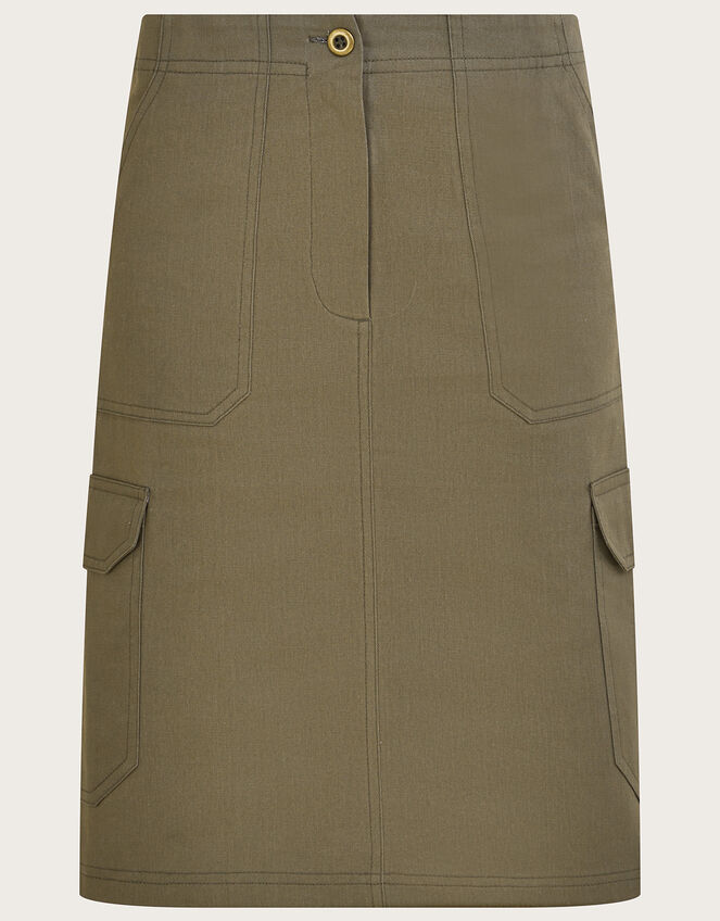 Plain Longline Cargo Skirt Green