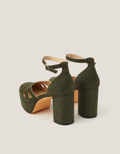 Iris Cutwork Platform Heels, Green (OLIVE), large