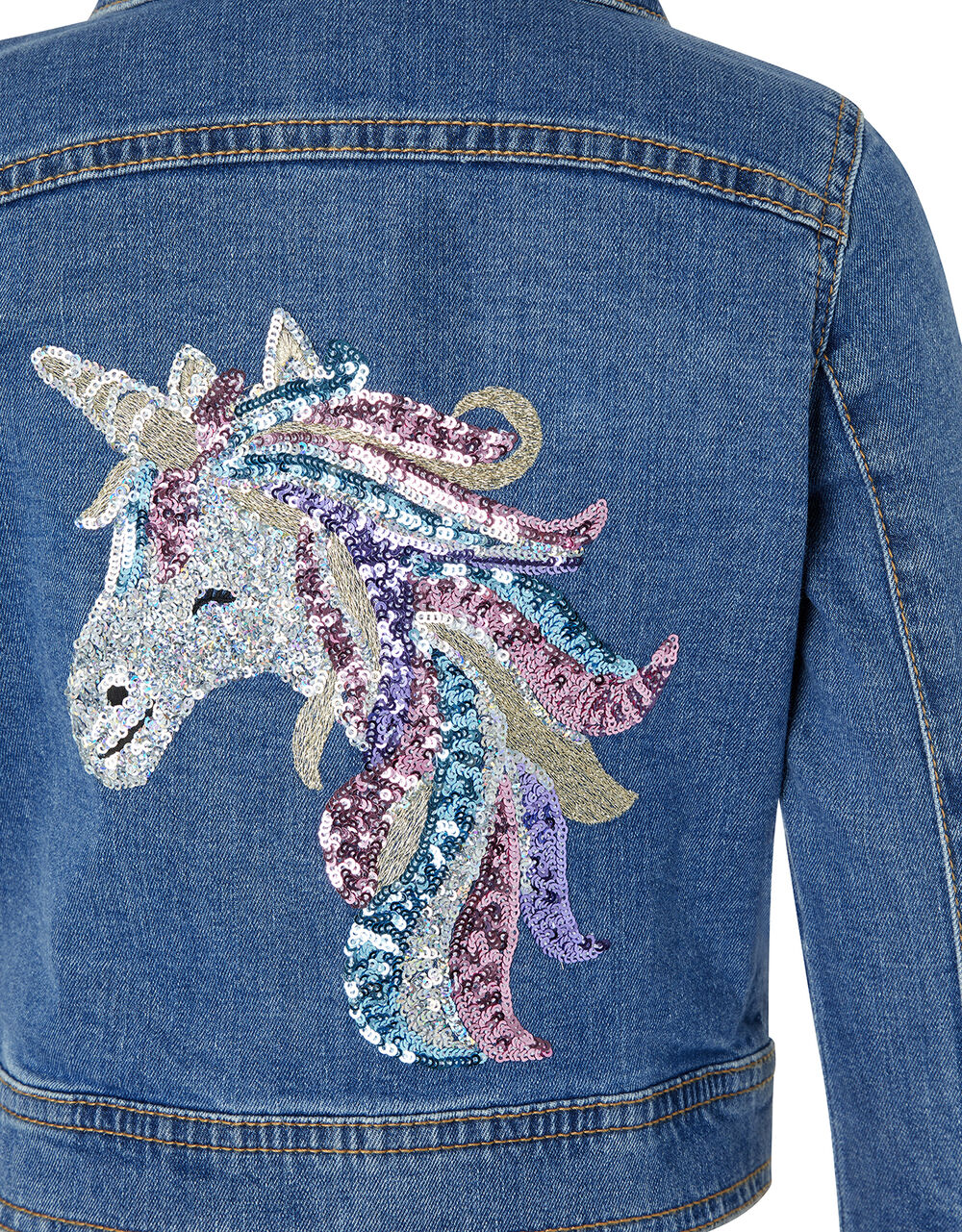 Elouise Sequin Unicorn Denim Jacket Blue Girls' Coats & Jackets