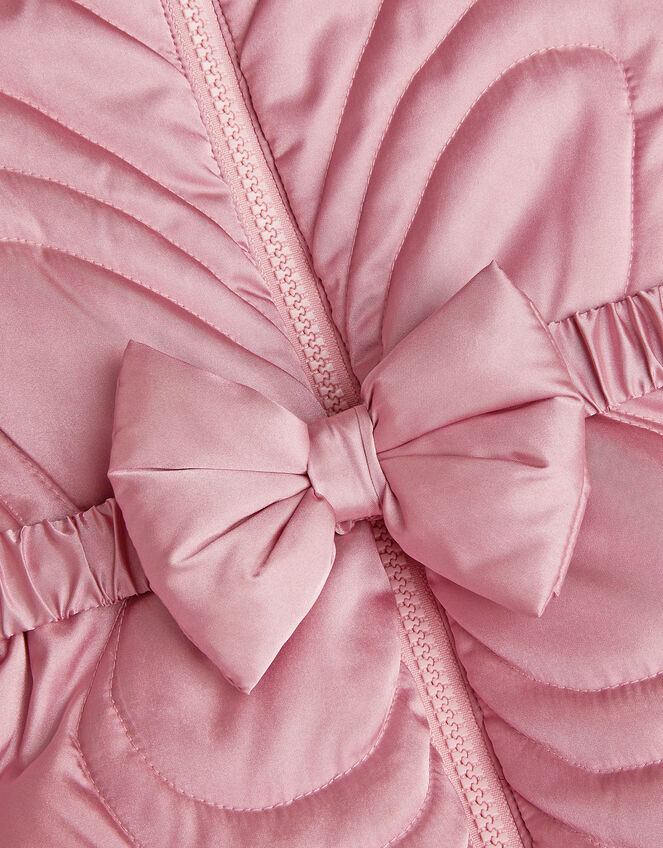 Faux Fur Belted Bow Coat, Pink (PINK), large