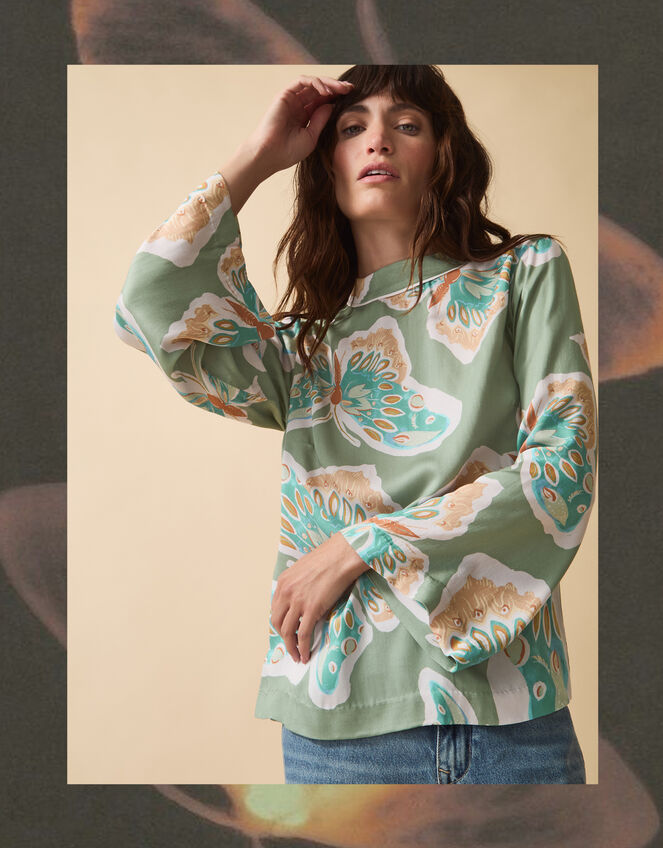 Clemence Aurelie Butterfly Top Green